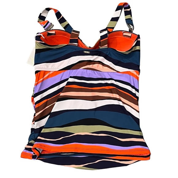 NEW Anne Cole Sandy Waves Striped Tankini Swim Top size 16W - Picture 4 of 8